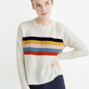 Madewell Placed Stripe Allister Pullover Sweater in Coziest Yarn | Size: XS